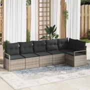 vidaXL Trädgårdsoffset 6 pcs Ljusgrå Poly rattan