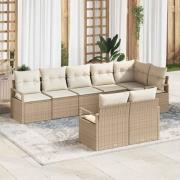 vidaXL Trädgårdsoffset 8 pcs Beige Poly rattan