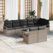 vidaXL Trädgårdsoffset 9 pcs Grå Poly rattan