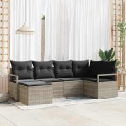 vidaXL Trädgårdsoffset 6 pcs Ljusgrå Poly rattan
