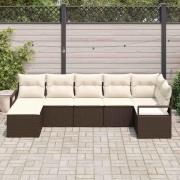 vidaXL Trädgårdsoffset 7 pcs Brun Poly rattan