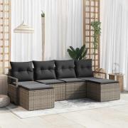 vidaXL Trädgårdsoffset 6 pcs Grå Poly rattan
