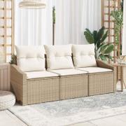 vidaXL Trädgårdsoffset 3 pcs Beige Poly rattan