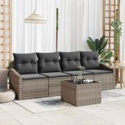 vidaXL Trädgårdsoffset med kudde med lagring 5 pcs Grå 55 x 55 x 37 cm