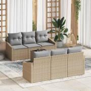 vidaXL Trädgårdsoffset med kudde 7 pcs Beige, ljusgrå 55 x 55 x 37 cm