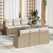 vidaXL Trädgårdsoffset 7 pcs Beige och gräddfärgad 55 x 55 x 37 cm