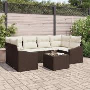 vidaXL Trädgårdsoffset 7 pcs Brun, krämfärgad 55 x 55 x 37 cm