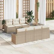 vidaXL Trädgårdsoffset med kudde 8 pcs Beige, Kräm 55 x 55 x 37 cm