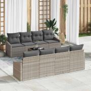vidaXL Trädgårdsoffset med kudde 9 pcs Ljusgrå 55 x 55 x 37 cm