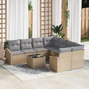 vidaXL Trädgårdsoffset med kudde 9 pcs Beige, ljusgrå 55 x 55 x 37 cm
