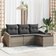 vidaXL Trädgårdsoffset 4 pcs Grå Poly rattan