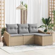 vidaXL Trädgårdsoffset 4 pcs Beige Poly rattan