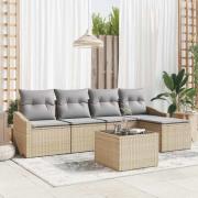 vidaXL Trädgårdsoffset 6 pcs Beige Poly rattan