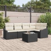 vidaXL Trädgårdsoffset 6 pcs Svart Poly rattan
