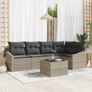 vidaXL Trädgårdsoffset 6 pcs Ljusgrå Poly rattan
