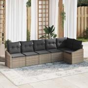 vidaXL Trädgårdsoffset 6 pcs Grå Poly rattan