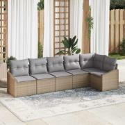 vidaXL Trädgårdsoffset 6 pcs Beige Poly rattan