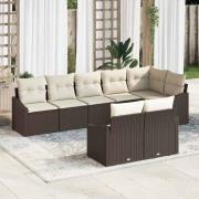 vidaXL Trädgårdsoffset 8 pcs Brun Poly rattan