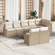 vidaXL Trädgårdsoffset 9 pcs Beige Poly rattan