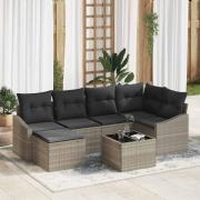 vidaXL Trädgårdsoffset 7 pcs Ljusgrå Poly rattan