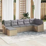 vidaXL Trädgårdsoffset 7 pcs Beige Poly rattan