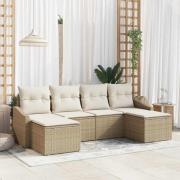 vidaXL Trädgårdsoffset 6 pcs Beige Poly rattan