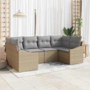 vidaXL Trädgårdsoffset 6 pcs Beige Poly rattan