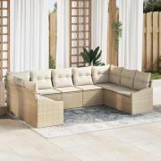 vidaXL Trädgårdsoffset 9 pcs Beige Poly rattan