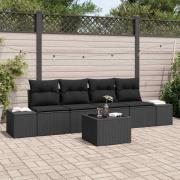 vidaXL Trädgårdsoffset med kudde med kudde 5 pcs Svart 55 x 55 x 37 cm