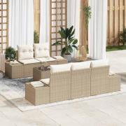 vidaXL Trädgårdsoffset 6 pcs Beige Poly rattan