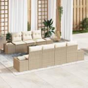 vidaXL Trädgårdsoffset 8 pcs Beige Poly rattan