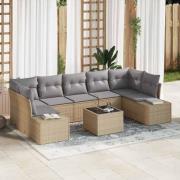vidaXL Trädgårdsoffset 8 pcs Beige Poly rattan