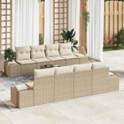 vidaXL Trädgårdsoffset 7 pcs beige och gräddvit 55 x 55 x 37 cm