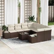 vidaXL Trädgårdsoffset 9 pcs Brun Poly rattan