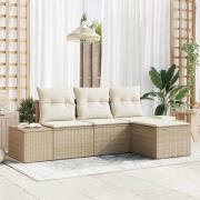 vidaXL Trädgårdsoffset 4 pcs Beige Poly rattan