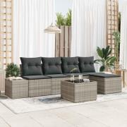 vidaXL Trädgårdsoffset 6 pcs Ljusgrå Poly rattan