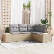 vidaXL Trädgårdsoffset 4 pcs Beige Poly rattan