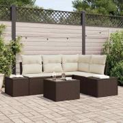 vidaXL Trädgårdsoffset 5 pcs Brun Poly rattan