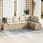 vidaXL Trädgårdsoffset 5 pcs Beige Poly rattan