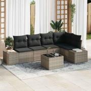 vidaXL Trädgårdsoffset 6 pcs Grå Poly rattan