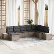 vidaXL Trädgårdsoffset med kudde 8 pcs 319 x 209 x 85 cm Poly rattan