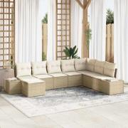 vidaXL Trädgårdsoffset 8 pcs Beige 319 x 209 x 85 cm Poly rattan