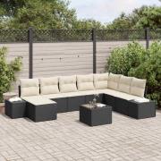 vidaXL Trädgårdsoffset med kudde 9 pcs 319 x 209 x 85 cm Poly rattan