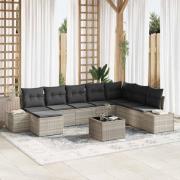 vidaXL Trädgårdsoffset med kudde 9 pcs 319 x 209 x 85 cm Poly rattan