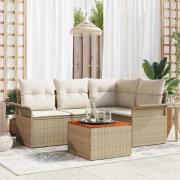 vidaXL Trädgårdsoffset 5 pcs Beige Poly rattan