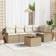 vidaXL Trädgårdsoffset 6 pcs Beige Poly rattan
