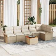 vidaXL Trädgårdsoffset 7 pcs Beige Poly rattan