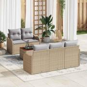 vidaXL Trädgårdsoffset 6 pcs Beige Poly rattan