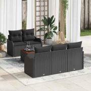 vidaXL Trädgårdsoffset 6 pcs Svart Poly rattan