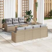 vidaXL Trädgårdsoffset 8 pcs Beige Poly rattan